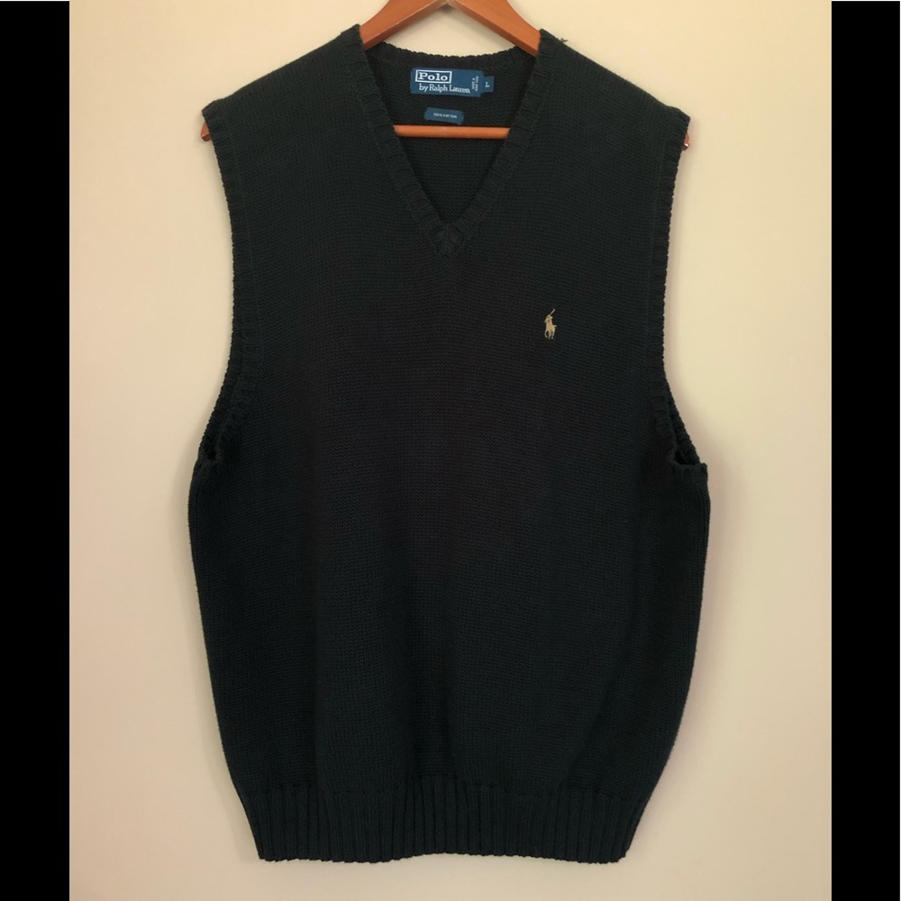 Polo Ralph Lauren Black Sweater Vest Sz L